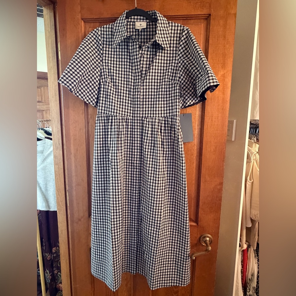 Tuckernuck Black Gingham Donovan Cape Dress NWT Size small